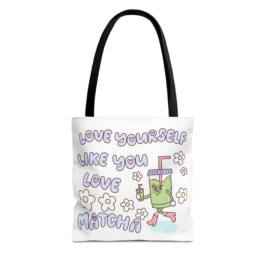 Matcha Tote Bag - Love Yourself Design - Irene Faith Store products/david - goliath products/the - garden /products/monthly - glow - candle - subscription lean - burning coconut wax candle giftforher woodenwick cottonw